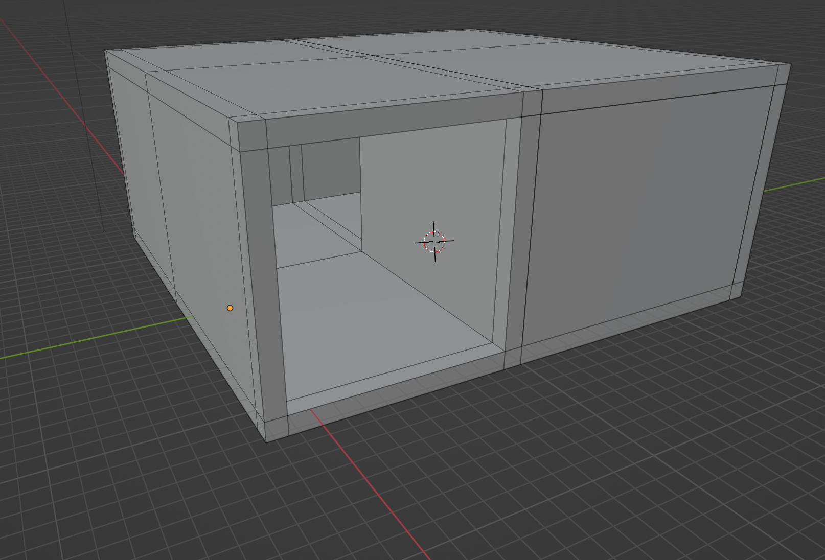 The edge-loop version of the prototype room in Blender